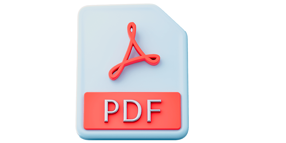 PDF document file sign 3d render concept for save information convert file transformation